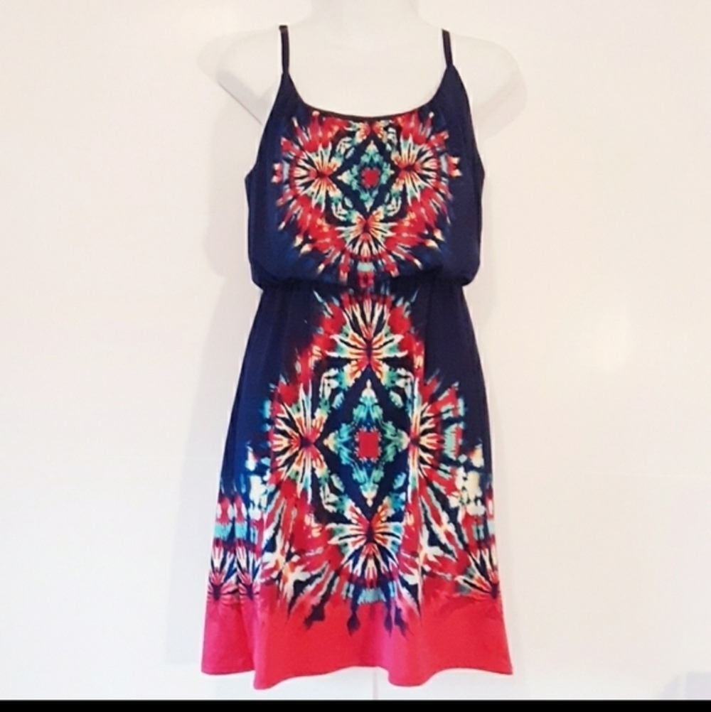 LIPSTICK BOHO TIE DYE TANK DRESS SIZE SMALL.